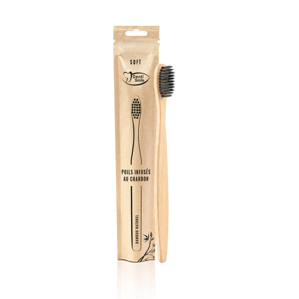 Brosse à dents souple soft BAMBOU infusée au charbon